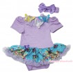 Lavender Baby Bodysuit Peacock Blue Butterfly Pettiskirt & Lavender Lacing & 3D Sparkle Yellow White Blue Butterfly Print JS4561