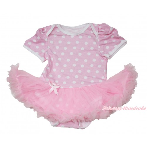 Light Pink White Polka Dots Baby Jumpsuit Light Pink Pettiskirt JS156 