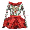 Christmas Santa Claus Pettitop Red Green Dots Lacing & Christmas Reindeer Print & Red Green Dots Trimmed Pettiskirt MG2687