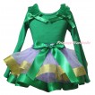 Kelly Green Tank Top Kelly Green Ruffles Bows & Kelly Green Lavender Gold Trimmed Pettiskirt MG2852