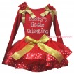 Valentine's Day Red Baby Pettitop Red Ruffles Gold Bows & Sparkle Rhinestone Mummy's Little Valentine Print & Gold Red Light Pink Heart Trimmed Newborn Pettiskirt NG2395