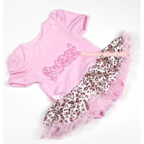 Light Pink Baby Jumpsuit Light Pink Leopard Pettiskirt with Sweet Print JS222 