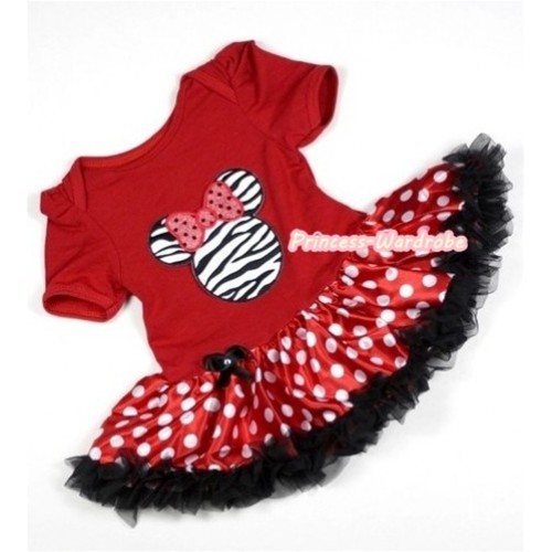 Red Baby Jumpsuit Minnie Dots Pettiskirt with Zebra Minnie Print JS224 