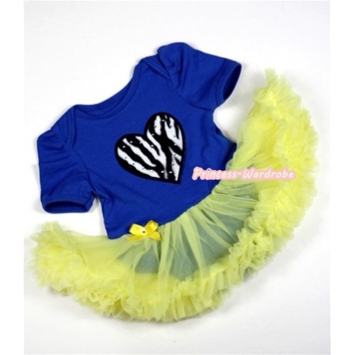 Royal Blue Baby Jumpsuit Yellow Pettiskirt with Zebra Heart Print JS233 