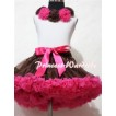 White Tank Tops with Brown Hot Pink Rosettes & Brown Hot Pink Pettiskirt  MG23 