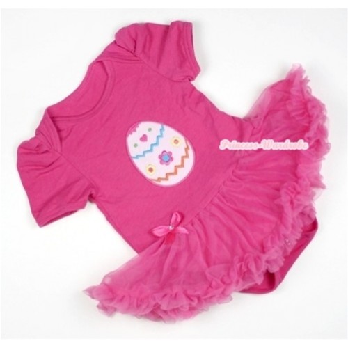 Hot Pink Baby Jumpsuit Hot Pink Pettiskirt with Easter Egg Print JS318 