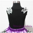 Black Baby Pettitop & Zebra Ruffles & Dark Purple Bow TB42-1 