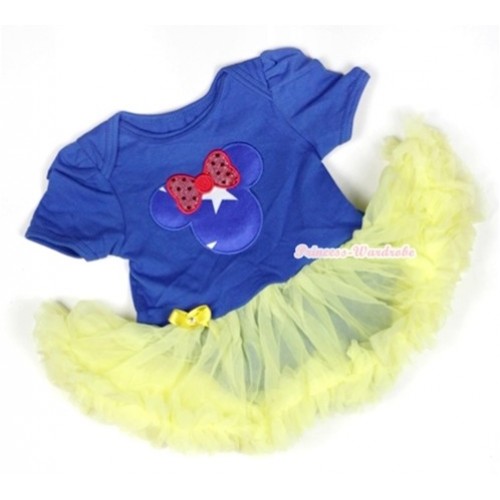 Royal Blue Baby Jumpsuit Yellow Pettiskirt with Patriotic American Minnie Print JS444 