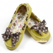 Yellow With Brown White Polka Dots Cute Bow Girl Shoes SE004 