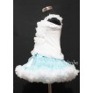 Light Blue and White Pettiskirt with Matching White Ruffles Tank Tops MR66 