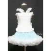 Light Blue and White Pettiskirt with Matching White Ruffles Tank Tops MR66 