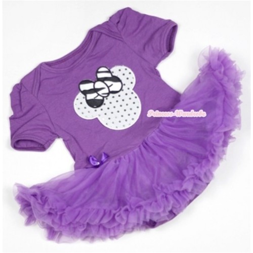 Dark Purple Baby Jumpsuit Dark Purple Pettiskirt with Sparkle White Minnie Print JS522 