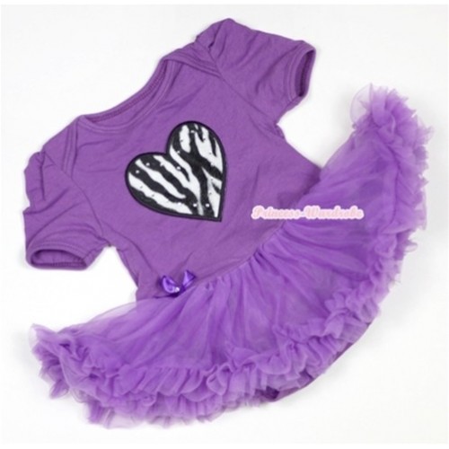 Dark Purple Baby Jumpsuit Dark Purple Pettiskirt with Zebra Heart Print JS523 