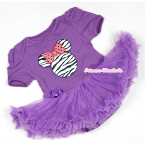 Dark Purple Baby Jumpsuit Dark Purple Pettiskirt with Zebra Minnie Print JS525 