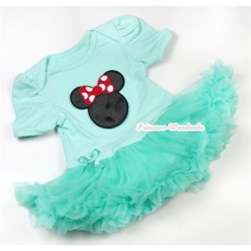 Aqua Blue Baby Jumpsuit Aqua Blue Pettiskirt with Minnie Print JS541 