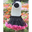 White Tank Tops with Black Rosettes & Black Hot Pink Pettiskirt M117 