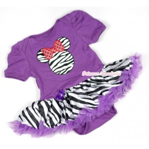 Dark Purple Baby Jumpsuit Dark Purple Zebra Pettiskirt with Zebra Minnie Print JS558 