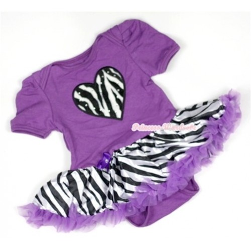 Dark Purple Baby Jumpsuit Dark Purple Zebra Pettiskirt with Zebra Heart Print JS559 