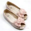 Light Pink Rose Pearl Bow Open Toe Shoes 138-15Pink 