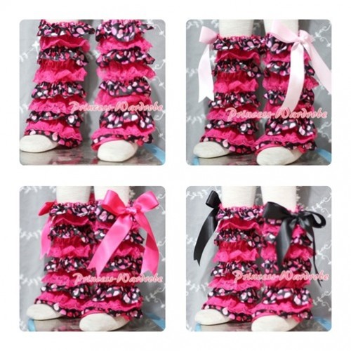 Hot Pink Sweet Heart Lace Leg Warmers Leggings with Various Ribbon LG130 