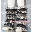 Leopard Black Lace Leg Warmers Leggings with Various Ribbon LG114 