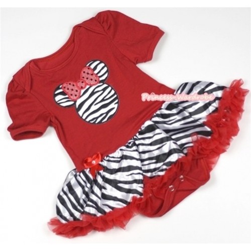 Red Baby Jumpsuit Red Zebra Pettiskirt with Zebra Minnie Print JS652 