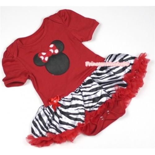 Red Baby Jumpsuit Red Zebra Pettiskirt with Minnie Print JS655 