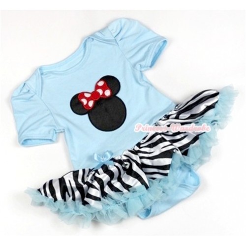 Light Blue Baby Jumpsuit Light Blue Zebra Pettiskirt with Minnie Print JS743 