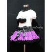 Black and Dark Purple Pettiskirt With White Birthday Cake Short Sleeves Top with Black Rosettes SC56 