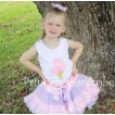 Light Purple Pink Multi-colored Pettiskirt With Light Pink Ice Cream White Tank Top MS119 