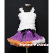 Rainbow Dark Purple Orange White Black Pettiskirt Matching White Ruffles Tank Top MR103 