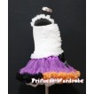 Rainbow Dark Purple Orange White Black Pettiskirt Matching White Ruffles Tank Top MR103 