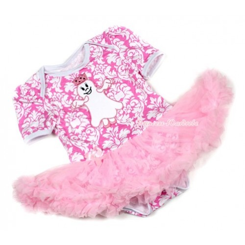 Halloween Light Pink White Damask Baby Jumpsuit Light Pink Pettiskirt with Princess Ghost Print JS1351 