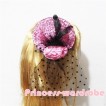 Black Feather and Polka Dots net Sparkle Light Pink Hat Clip with Light Pink Rose H123 