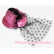 Black Feather and Polka Dots net Sparkle Light Pink Hat Clip with Light Pink Rose H123 