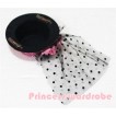 Black Feather and Polka Dots net Sparkle Light Pink Hat Clip with Light Pink Rose H123 