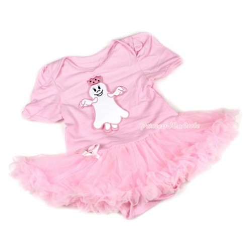 Halloween Light Pink Baby Bodysuit Jumpsuit Light Pink Pettiskirt with Princess Ghost Print JS1424 