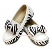 Pure White Zebra Brim Zebra Bow Slip Deck Boat Girl Shoes S528White 