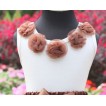 White Tank Tops with Brown Rosettes T03 