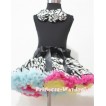 Rainbow Zebra Pettiskirt with Matching Zebra Rosettes Black Tank Top M230 