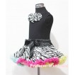 Rainbow Zebra Pettiskirt with Matching Zebra Rosettes Black Tank Top M230 