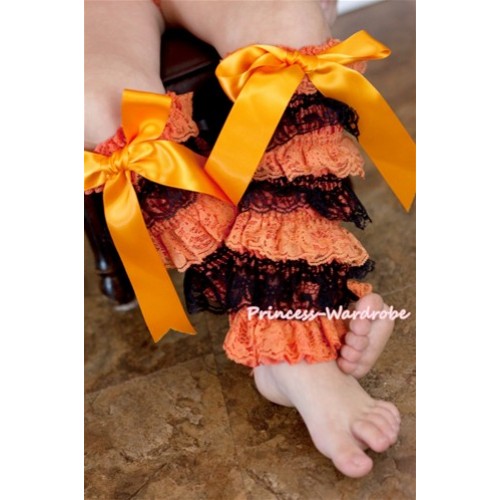 Halloween Black Orange Lace Leg Warmers Leggings with Various Ribbon LG173 