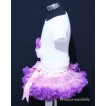 Pink Purple Pettiskirt With White Birthday Cake Tank Top with Dark Purple Light Pink Rosettes T51 