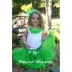 White Tank Tops with Dark Green Rosettes & Dark Green Pettiskirt M351 