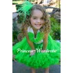 White Tank Tops with Dark Green Rosettes & Dark Green Pettiskirt M351 