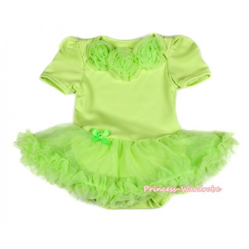 Light Green Baby Bodysuit Jumpsuit Light Green Pettiskirt with Light Green Rosettes JS2072 