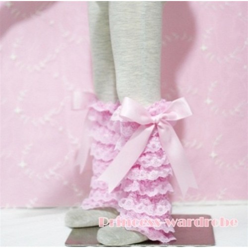 Baby Pink Lace Leg Warmers Leggings with Pink Ribbon LG47 