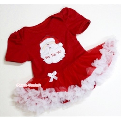 Red Baby Jumpsuit Red White Pettiskirt with Santa Claus Print JS003 