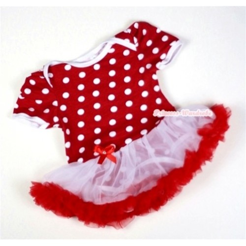 Minnie Dots Baby Jumpsuit White Red Pettiskirt JS021 