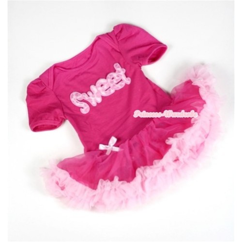 Hot Pink Baby Jumpsuit Hot Light Pink Pettiskirt with Sweet Print JS028 